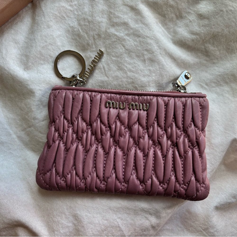 Miu Miu Matelassé nappa leather key wallet